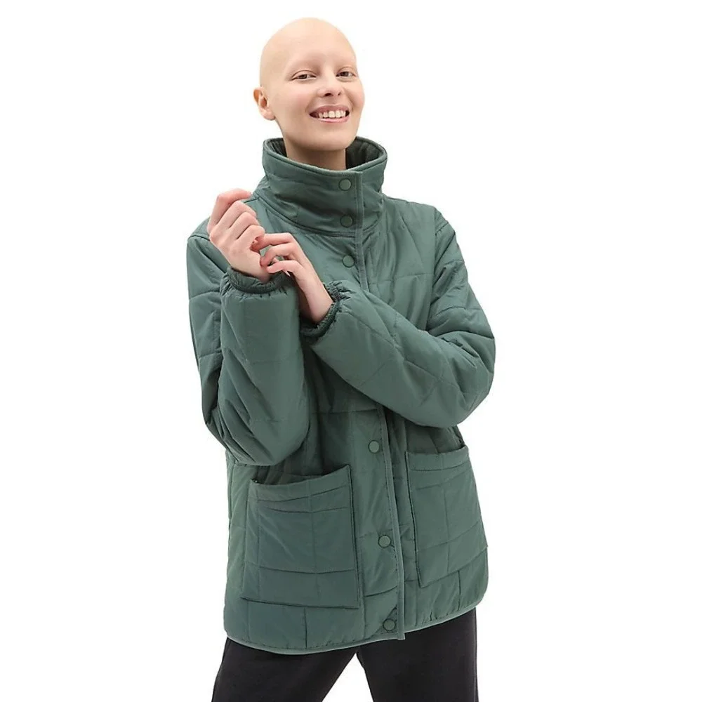 Vans Which Way Jacket Green‎ Quilted Fleece Lined Puffer Mock Neck SMALL NWT